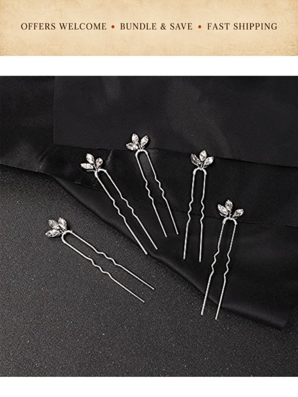 Bridal Hair Pins Set of 5 Crystal Rhinestone Clips Wedding Accessories